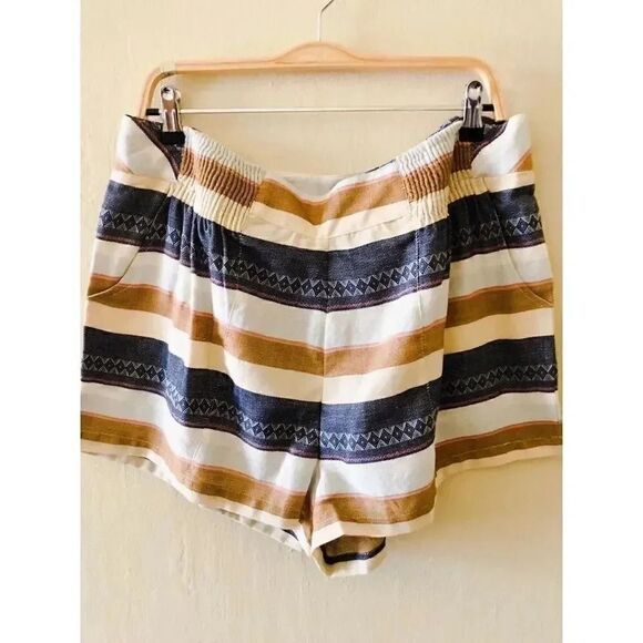 MUD PIE WOMEN STRIPE COTTON SHORTS Sz L - Picture 3 of 6